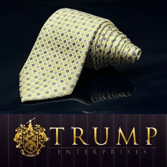 DONALD J. TRUMP MEN'S TIE YELLOW/GEOMETRIC Width: 3.25”" Length: 60"